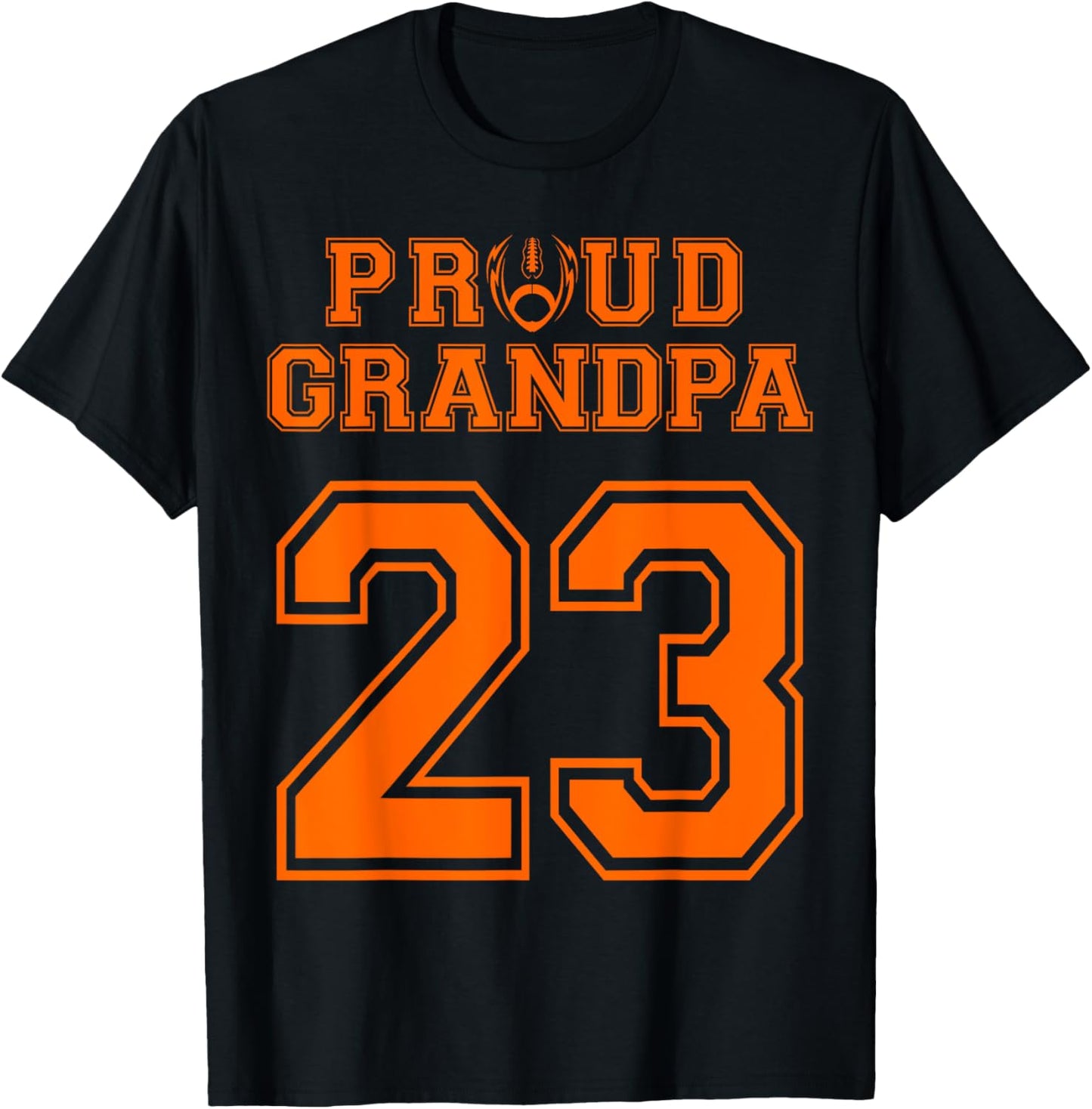 Custom Proud Football Grandpa Number 23 OR T-Shirt - T-Shirt | Black