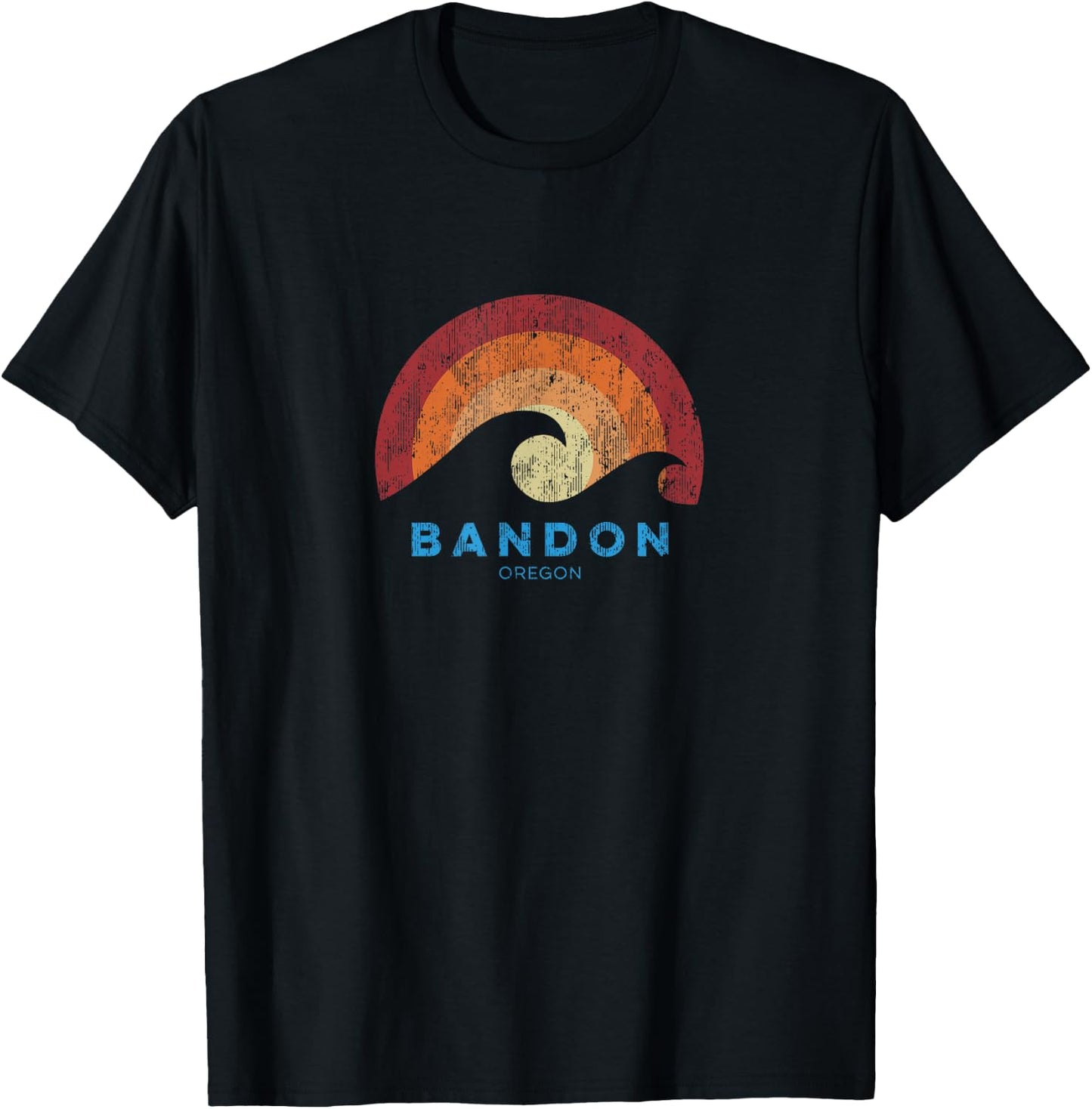 Bandon Oregon OR Retro Surf Beach Vibe Women Girls Kids T-Shirt - T-Shirt | Black