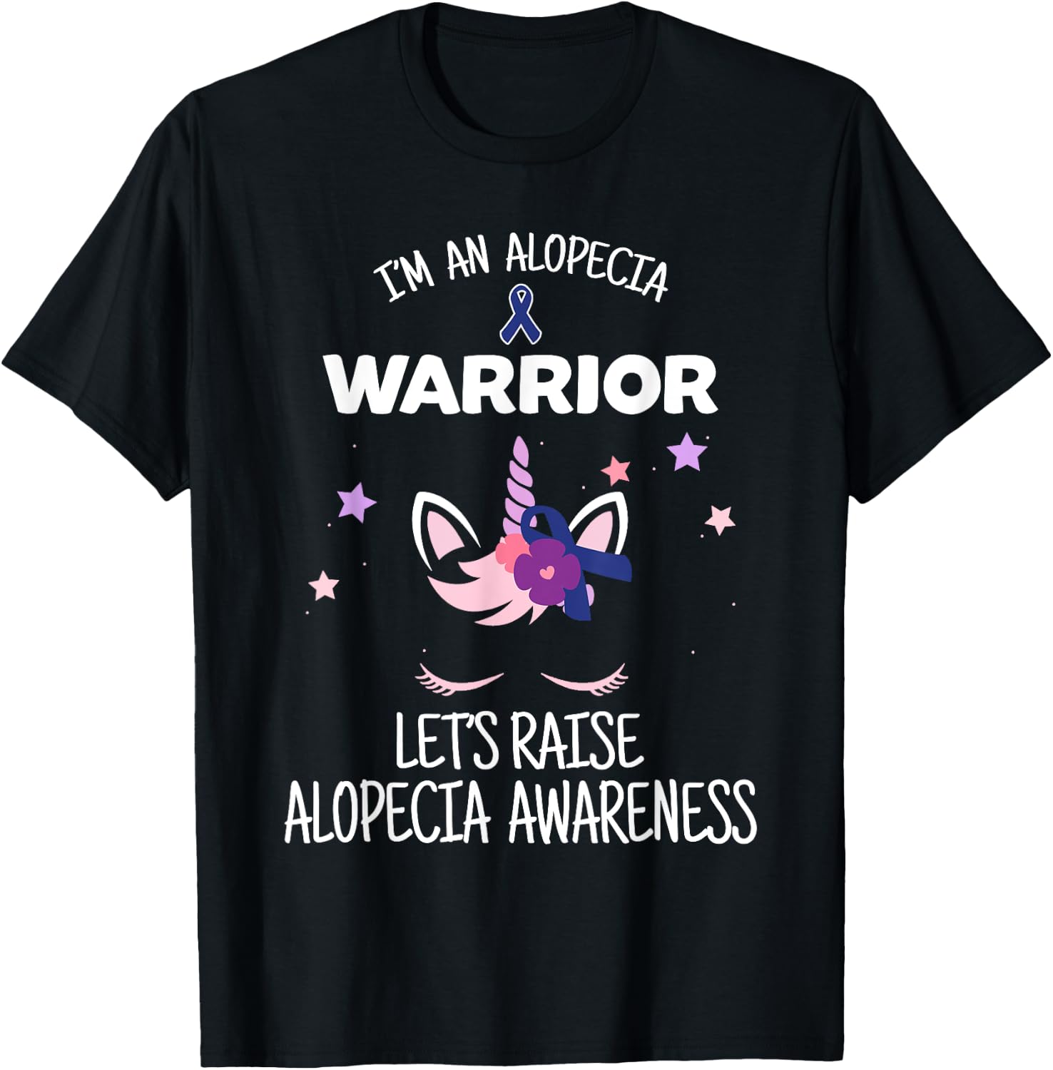 Unicorn Alopecia Warrior, Alopecia Awareness T-Shirt - T-Shirt | Black