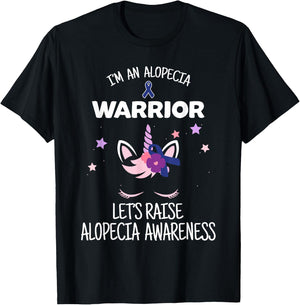 Unicorn Alopecia Warrior, Alopecia Awareness T-Shirt - T-Shirt | Black