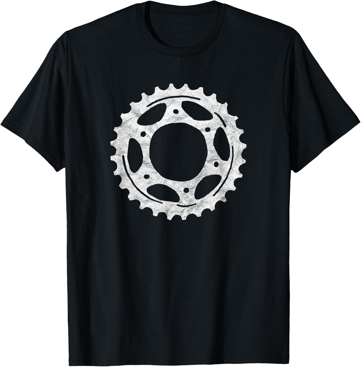 Bike Sprocket Gear Mountain Biking Vintage Minimalist T-Shirt - T-Shirt | Black