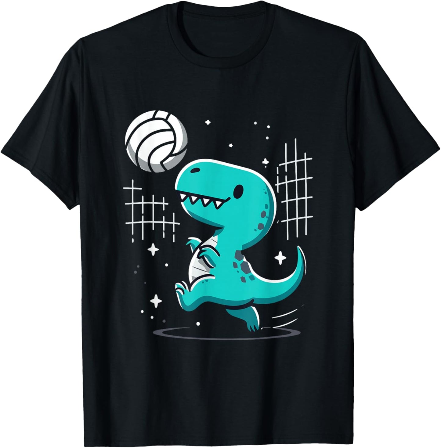 Cute T-Rex Dinosaur Playing Volleyball Funny Design T-Shirt - T-Shirt | Black