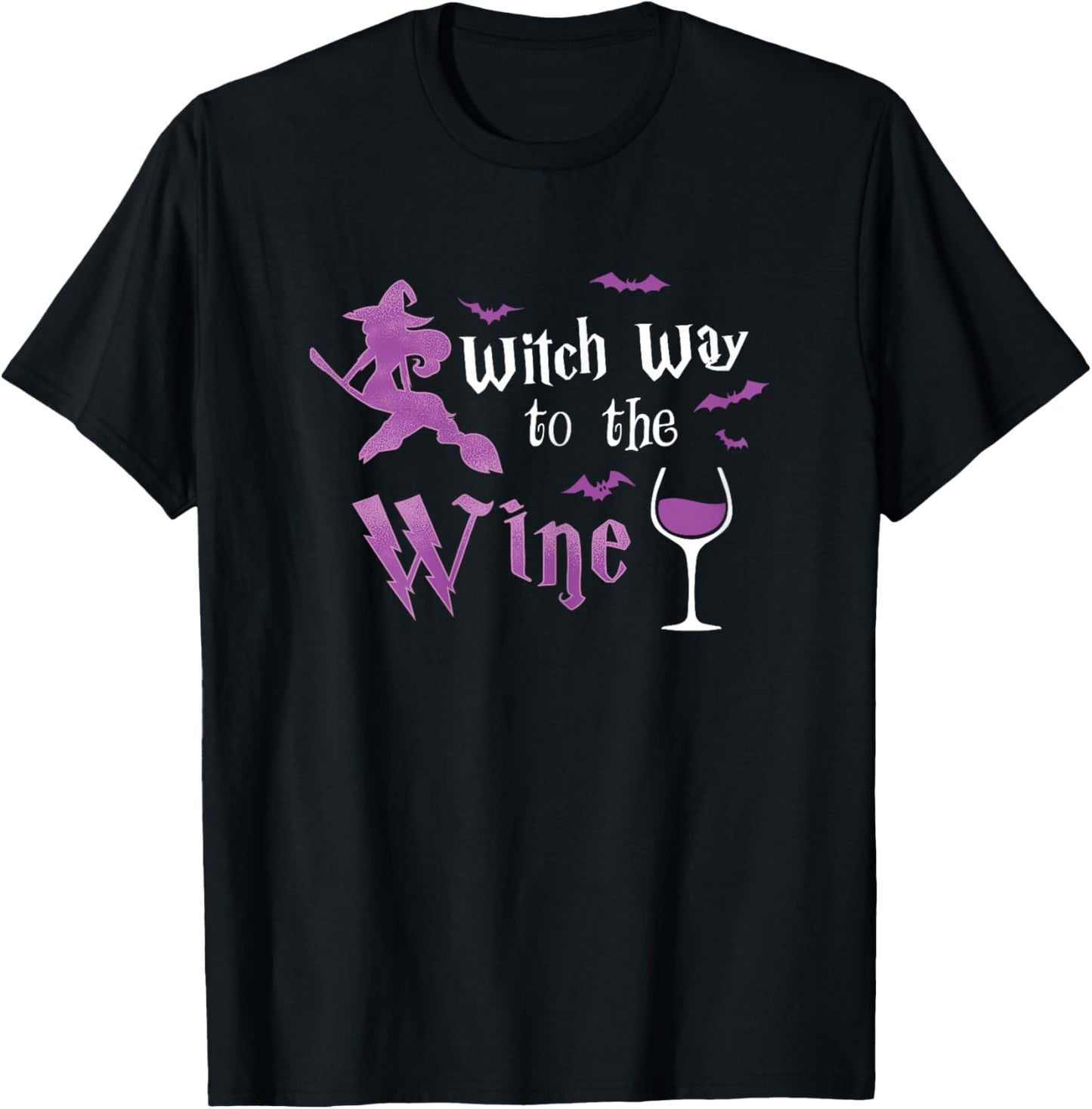 Witch Way to The Wine Halloween Witch Drinking Costume T-Shirt - T-Shirt | Black