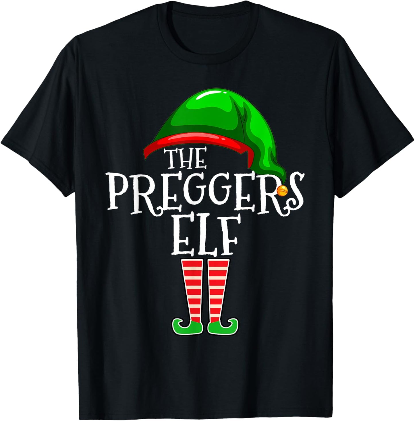 Preggers Elf Group Matching Family Christmas Gift Pregnant T-Shirt - T-Shirt | Black