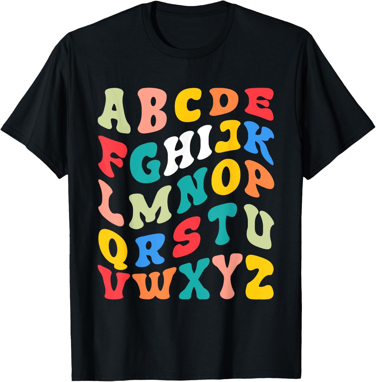 Alphabet Hi Back To School ABC Pre K Kindergarten Teacher Men Women Kids T-Shirt - T-Shirt | Black