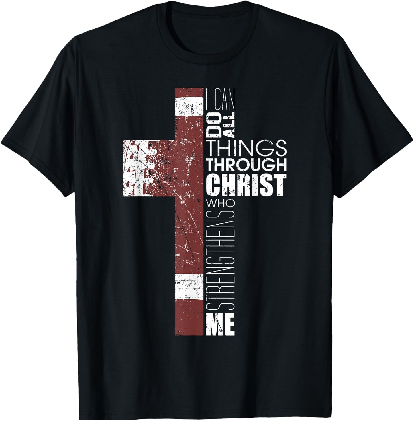 Christian Football Verse I Can Do All Things Through Christ T-Shirt - T-Shirt | Black