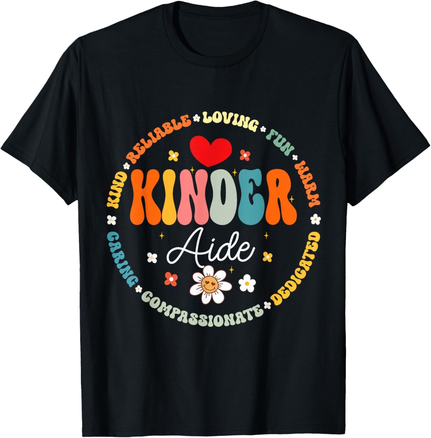 Groovy Kinder Aide Teacher First Day Of School Men Women Kids T-Shirt - T-Shirt | Black