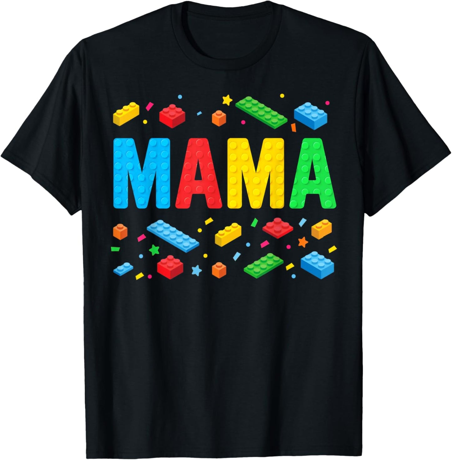 Mama Master Builder Building Bricks Blocks Funny Mothers Day T-Shirt - T-Shirt | Black