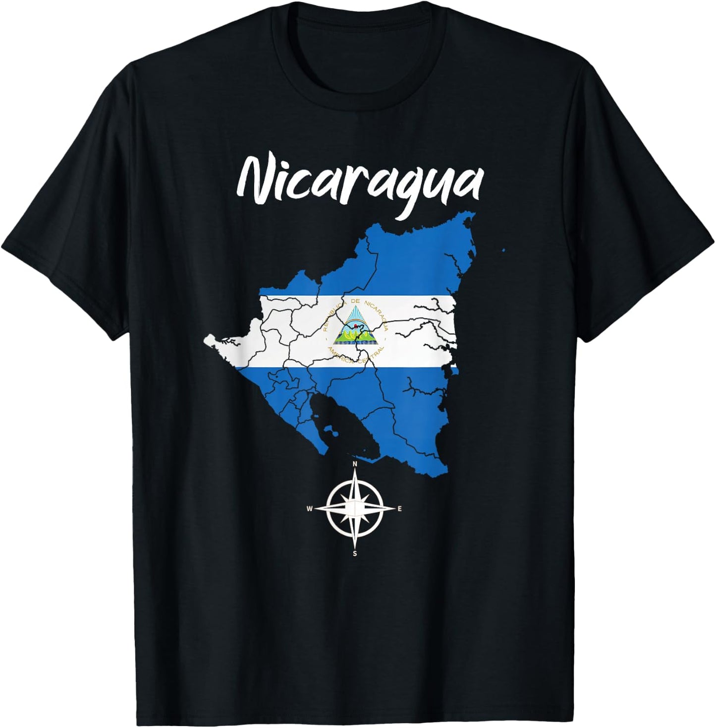 Nicaragua Blue Flag Men Women Kids Nicaraguan T-Shirt - T-Shirt | Black