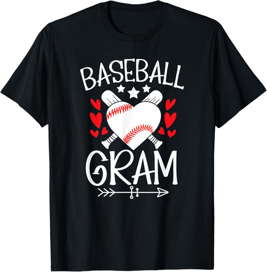 Baseball Gram Grandma Gram Of A Baseball Player Gram T-Shirt - T-Shirt | Black