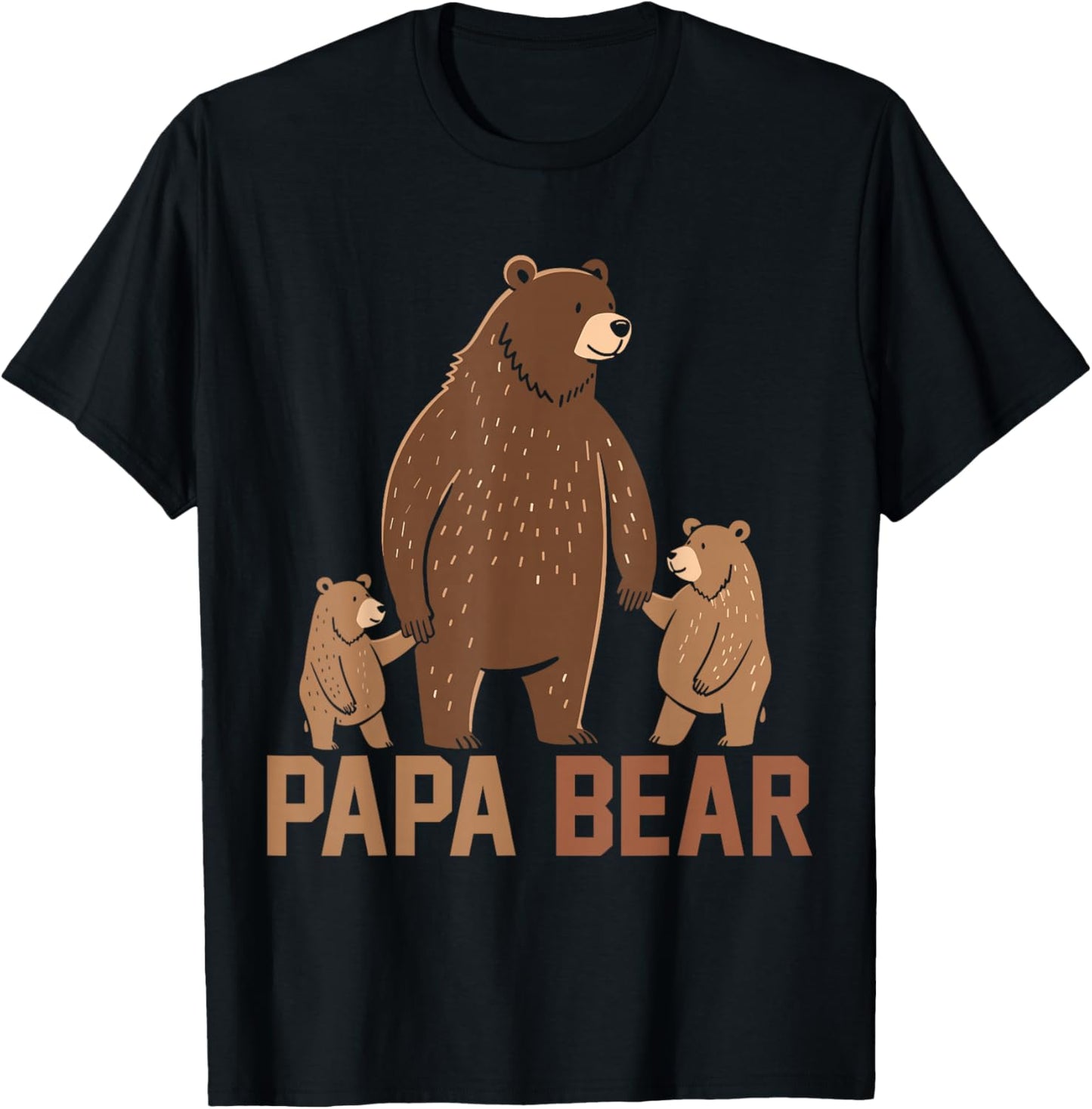 Papa Bear Dad Two Cubs Daddy Bear 2 Kids Father's Day T-Shirt - T-Shirt | Black