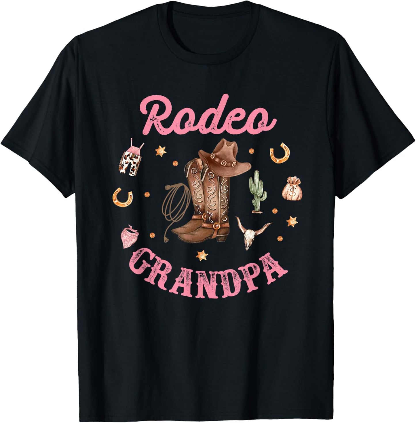 Rodeo Grandpa - Papa Western Cowboy Cowgirl Birthday Family T-Shirt - T-Shirt | Black
