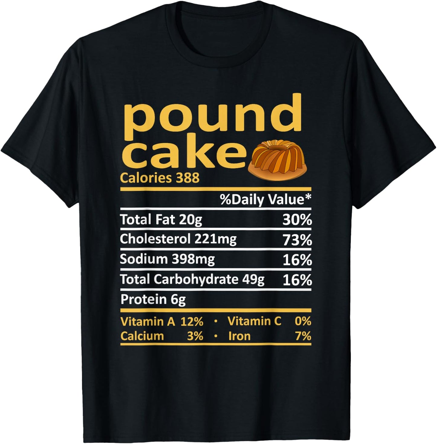 Pound Cake Nutrition Food Thanksgiving Costume Christmas T-Shirt - T-Shirt | Black