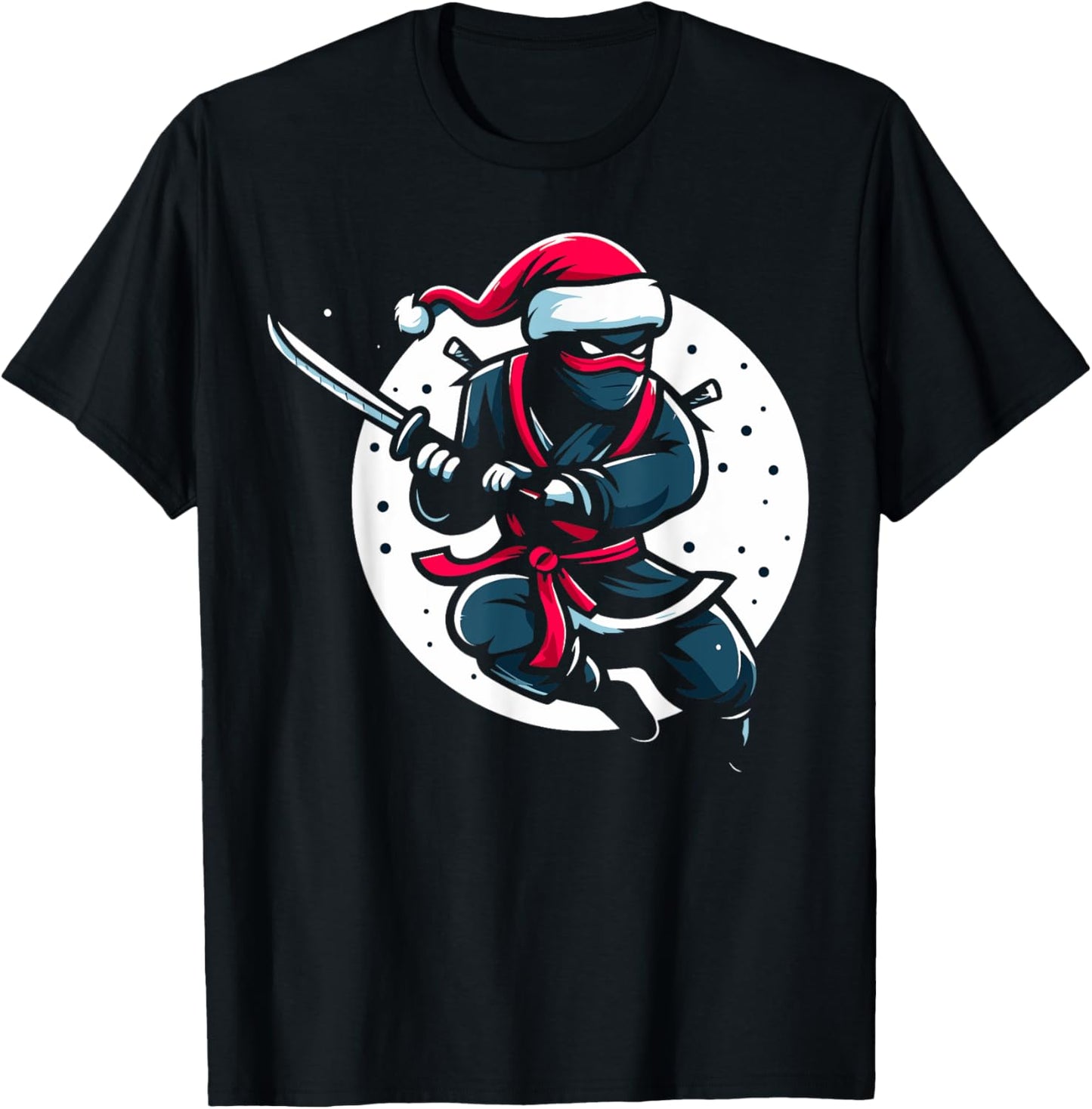 Funny Christmas Ninja Santa Hat for Boys Kids Ninja Lovers T-Shirt - T-Shirt | Black