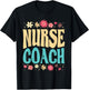 Beautiful Nurse Coach Floral Outfit Health Coaching Nurse T-Shirt - T-Shirt | Black