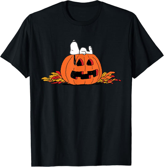 Peanuts Snoopy Lantern Halloween T-Shirt - T-Shirt | Black