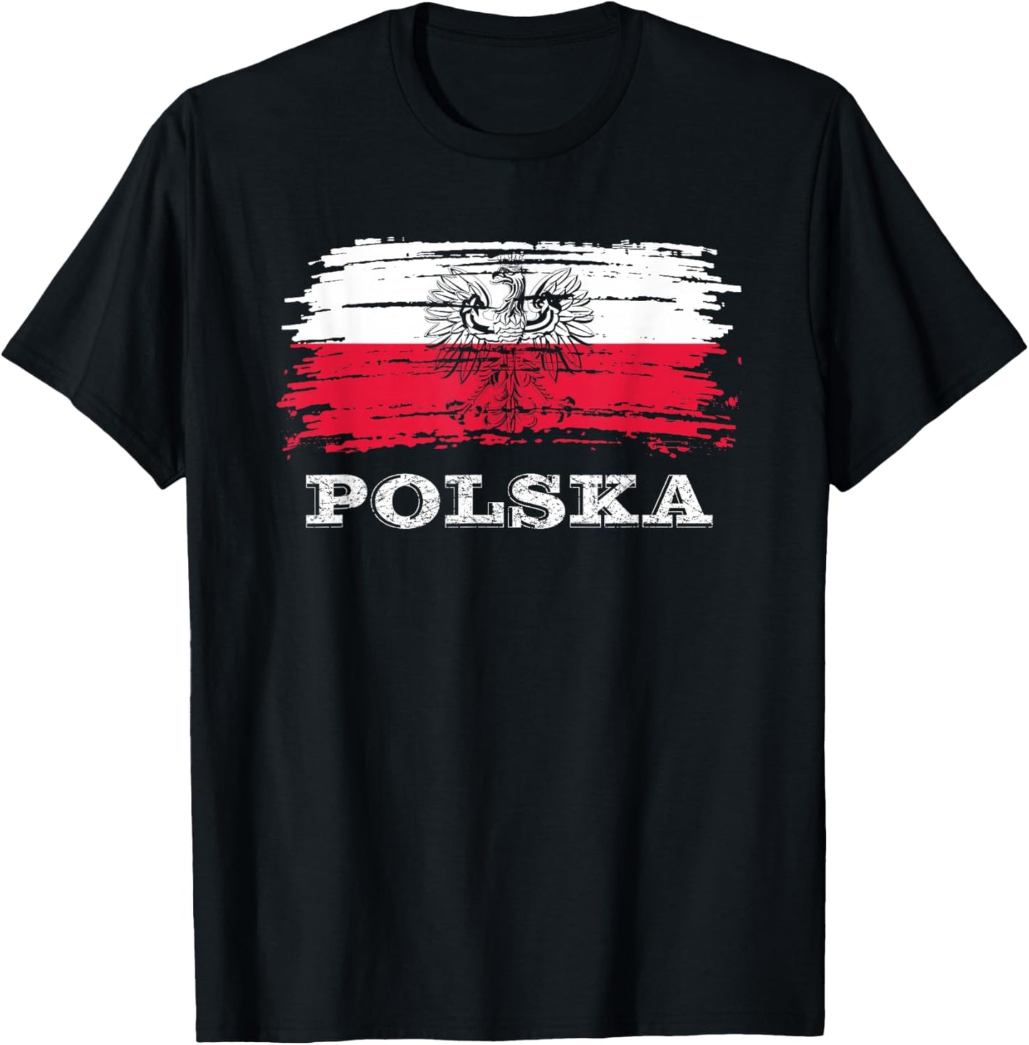 Polish Gifts, Polish Pride, Polish Flag with Eagle Polska T-Shirt - T-Shirt | Black