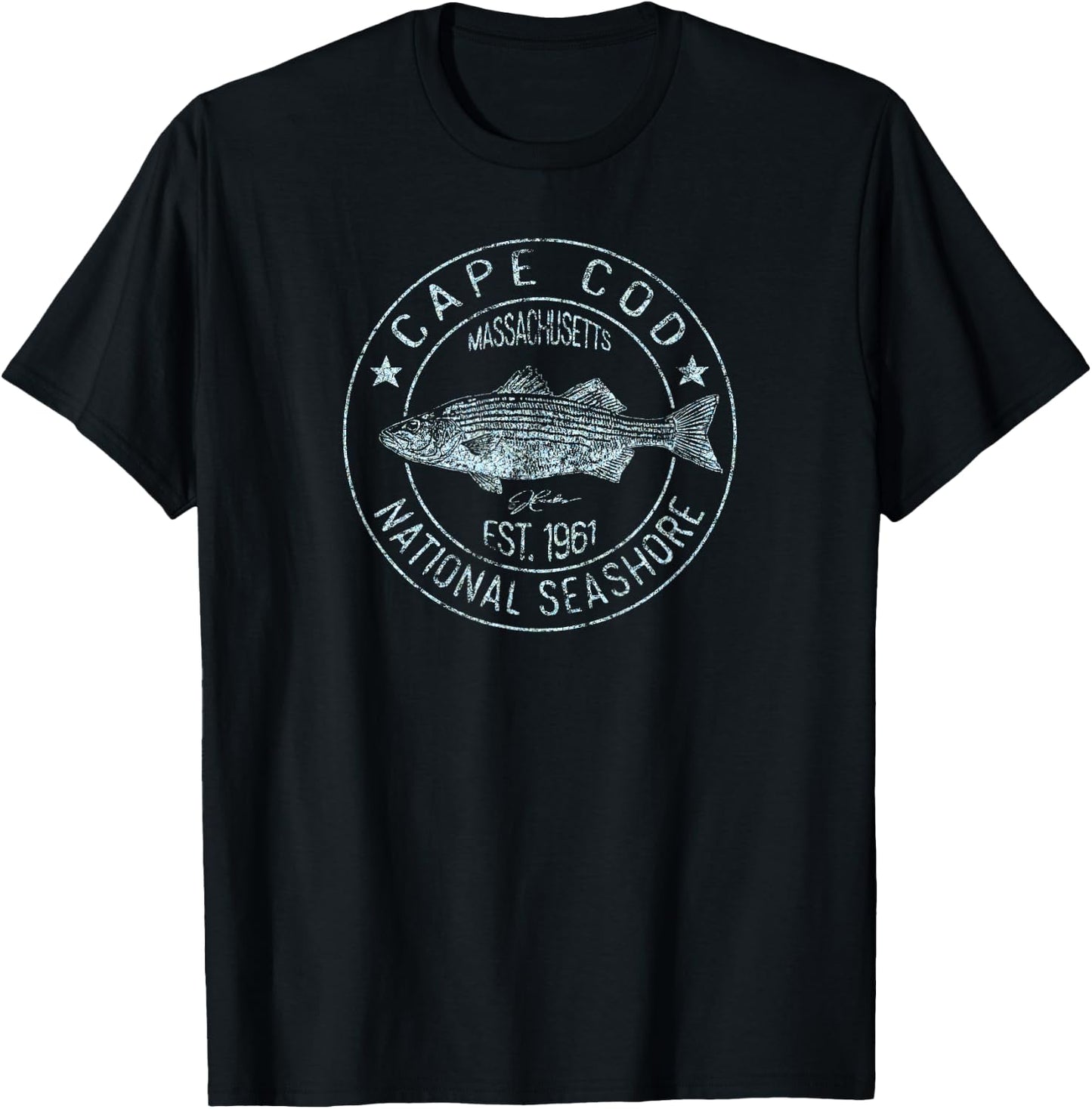 JCombs: Cape Cod National Seashore, MA, Striped Bass T-Shirt - T-Shirt | Black