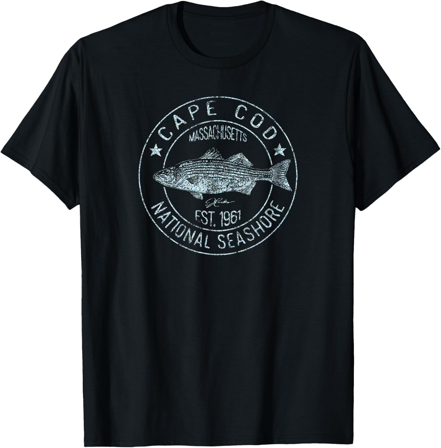 JCombs: Cape Cod National Seashore, MA, Striped Bass T-Shirt - T-Shirt | Black