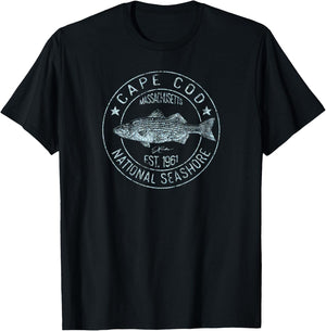 JCombs: Cape Cod National Seashore, MA, Striped Bass T-Shirt - T-Shirt | Black