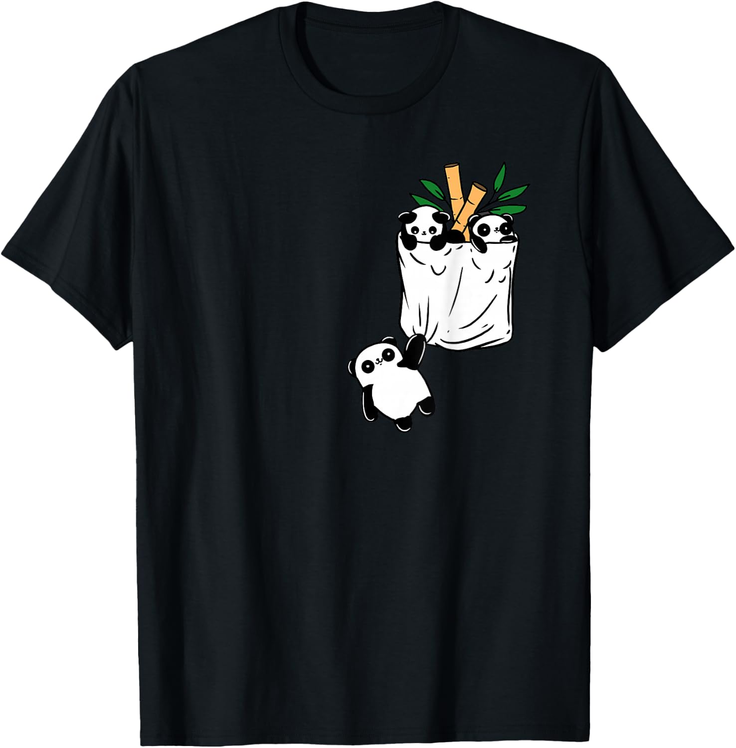 Panda In Pocket Panda Lover T-Shirt - T-Shirt | Black