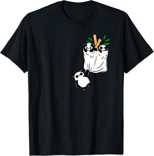 Panda In Pocket Panda Lover T-Shirt - T-Shirt | Black