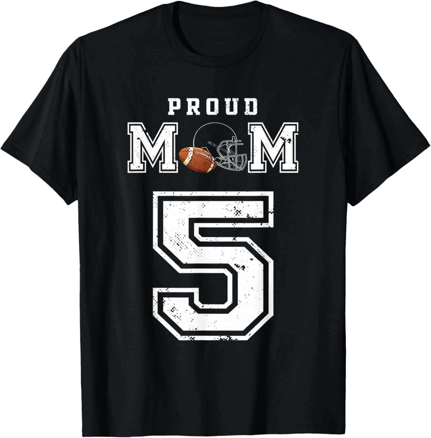 Custom Proud Football Mom Number 5 Personalized T-Shirt - T-Shirt | Black