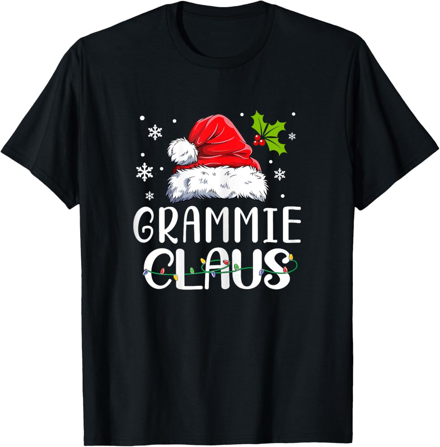 Matching Family Christmas Pajama Xmas Lights Grammie Claus T-Shirt - T-Shirt | Black