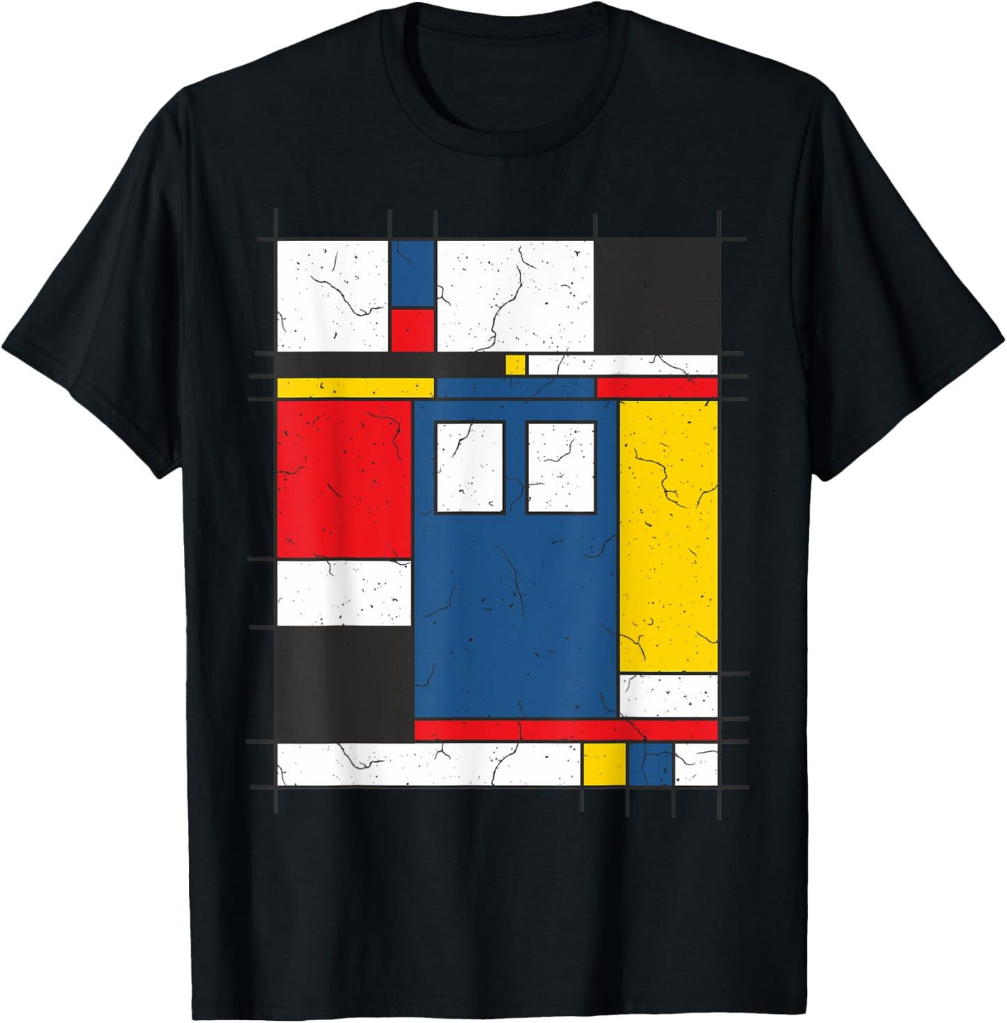 De Stijl Love The Blue Police Public Call Box 2 - Fan Fun T-Shirt - T-Shirt | Black