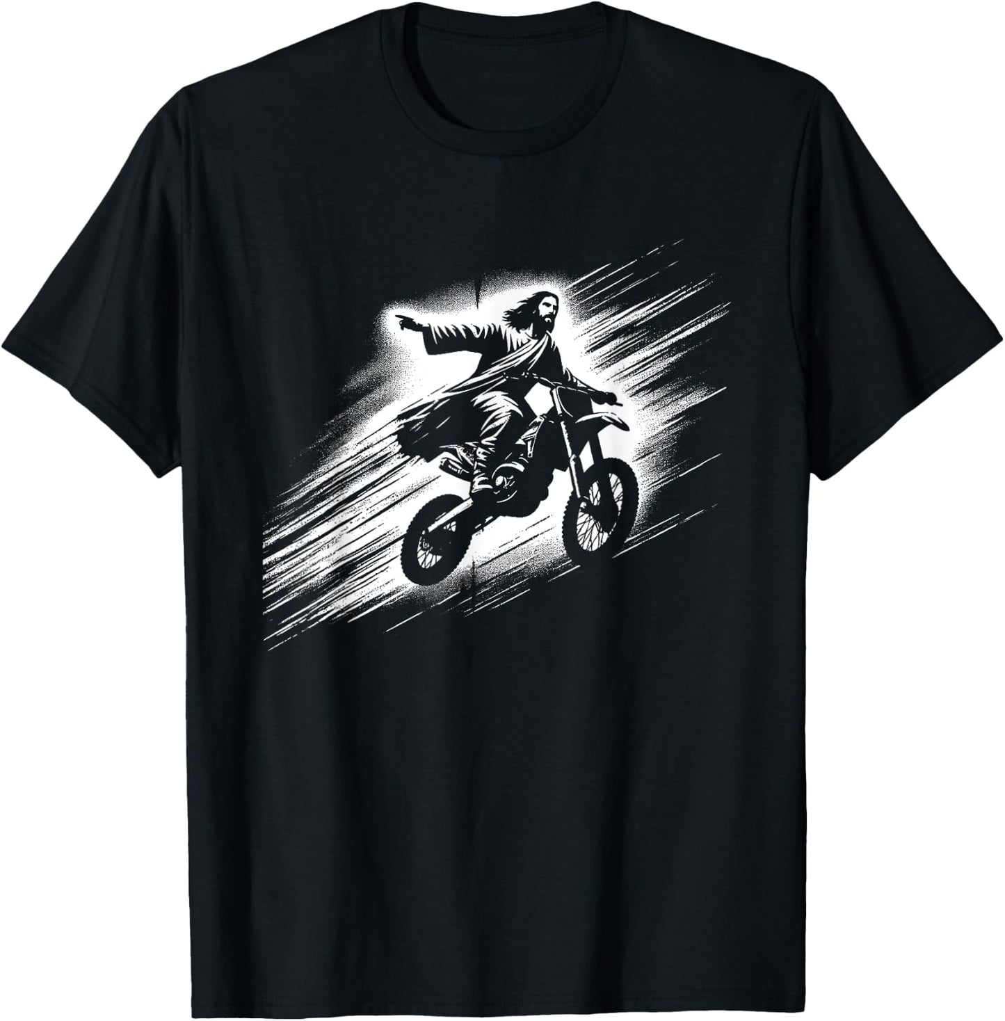 Jesus On Dirt Bike - Funny Christian Motorcycle Lover T-Shirt - T-Shirt | Black