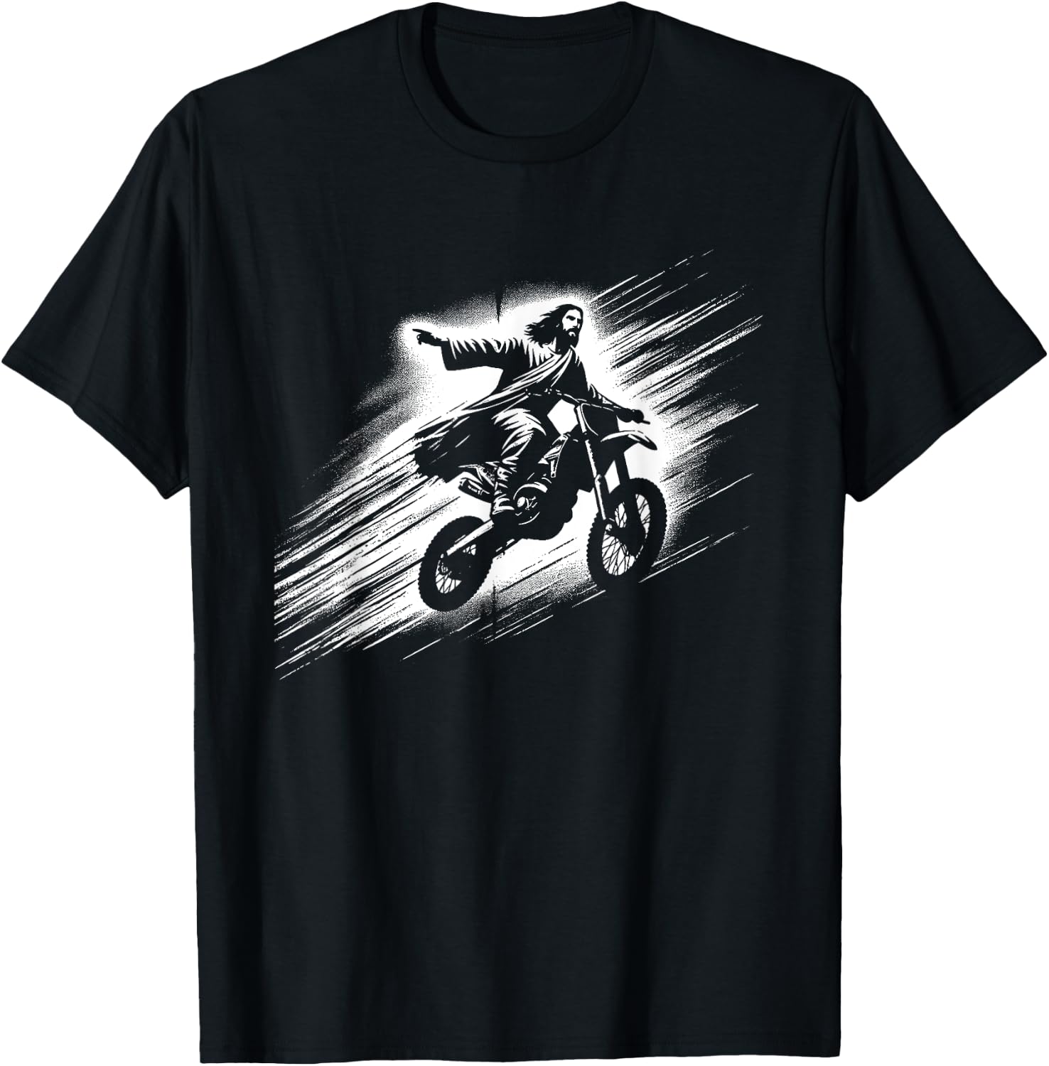 Jesus On Dirt Bike - Funny Christian Motorcycle Lover T-Shirt - T-Shirt | Black