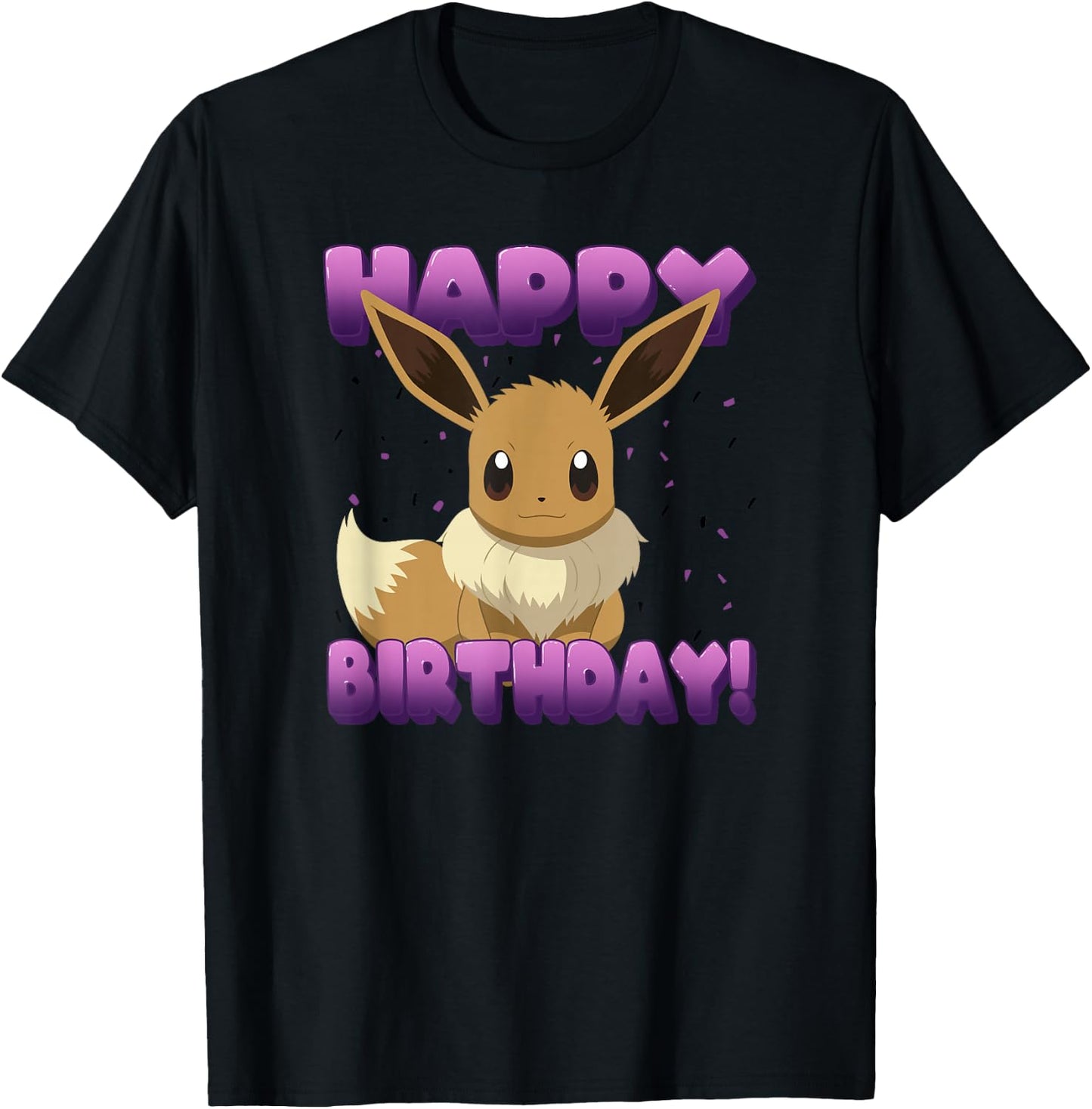 Pokémon Birthday Eevee Big Face Happy Birthday T-Shirt - T-Shirt | Black
