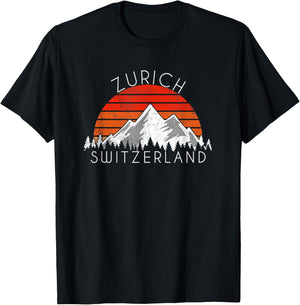 Vintage Zurich, Switzerland Distressed T-Shirt - T-Shirt | Black