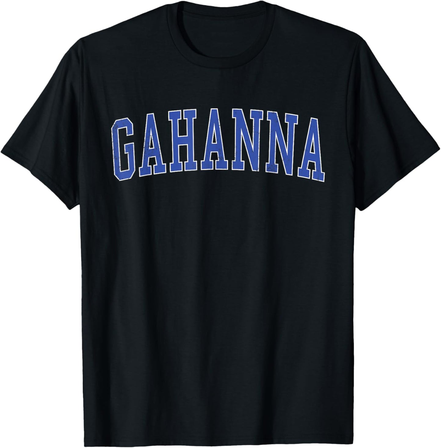 Vintage Gahanna OH Distressed Blue Varsity Style T-Shirt - T-Shirt | Black