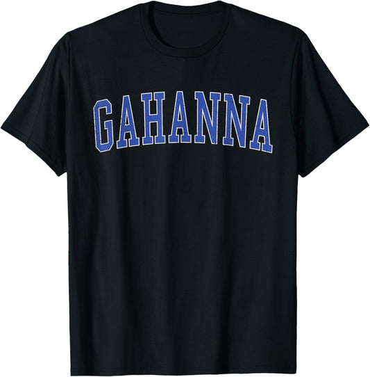 Vintage Gahanna OH Distressed Blue Varsity Style T-Shirt - T-Shirt | Black
