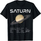 Nerdy Saturn Astronomy Science Planets Solar System Facts Wt T-Shirt - T-Shirt | Black
