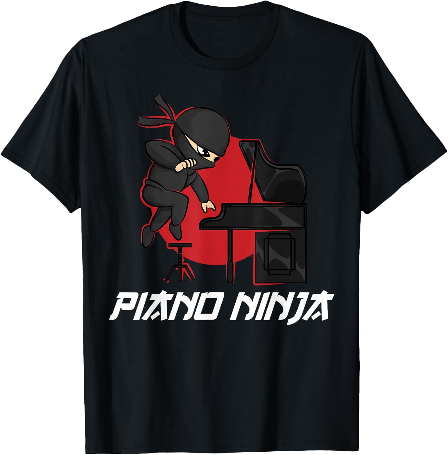 Funny Piano Player Gift Men Women Boys Girls Ninja Lovers T-Shirt - T-Shirt | Black