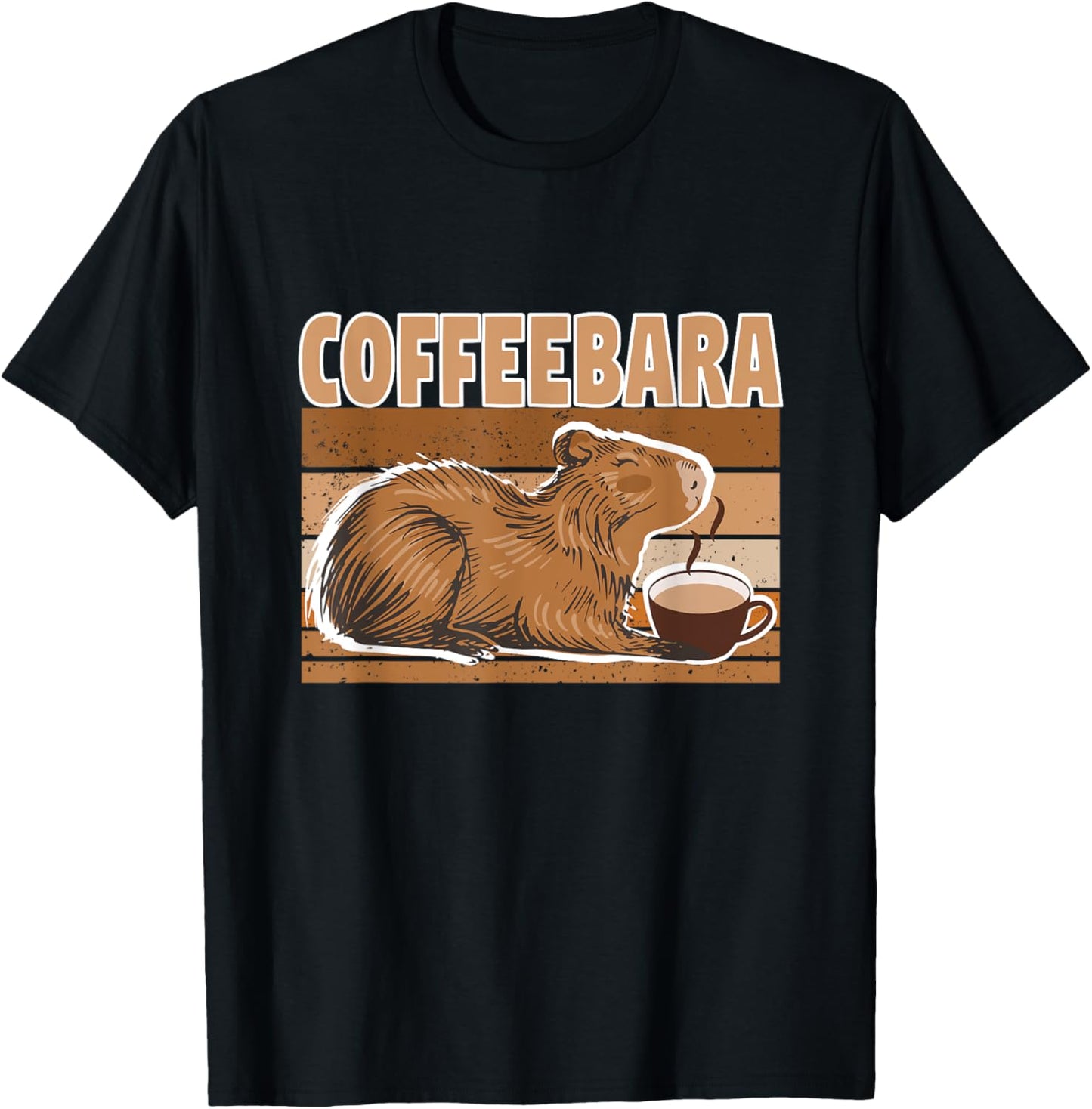 Coffeebara - Capybara Pet Fans Coffee with Capybara T-Shirt - T-Shirt | Black