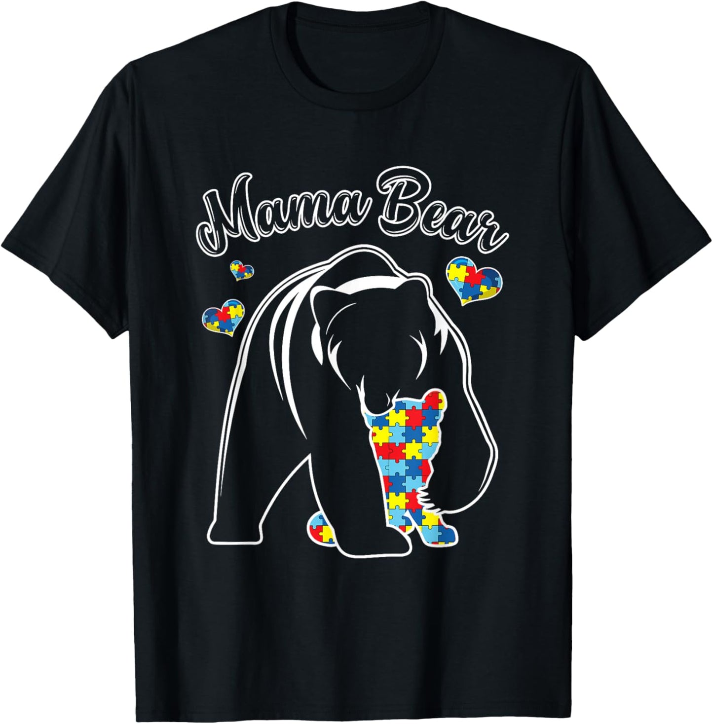 Cute Mama Bear Autism Awareness Autistic Family Lover T-Shirt - T-Shirt | Black