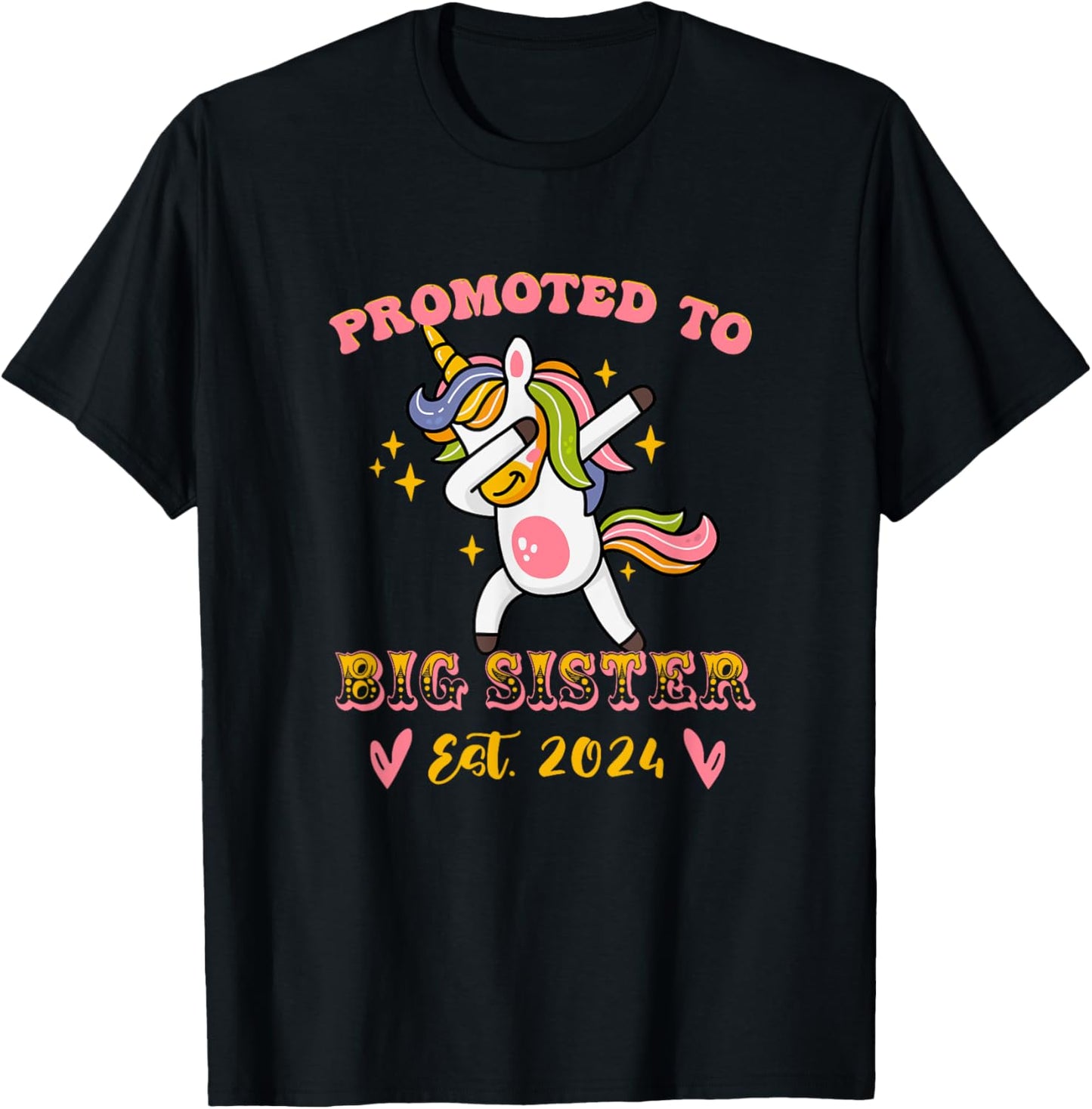 Promoted to big sister est. 2024 for pregnancy announcement T-Shirt - T-Shirt | Black
