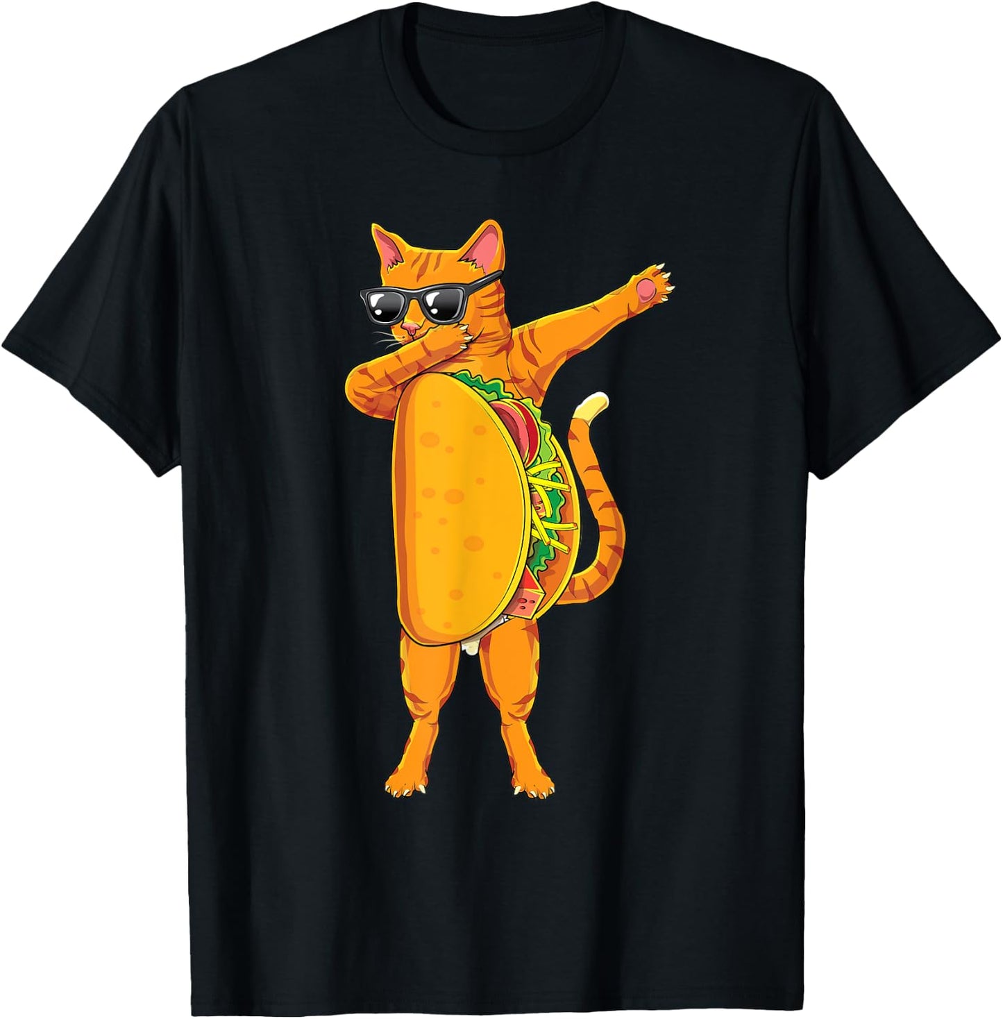 Dabbing Tacocat Sunglasses- Taco Cat Funny Dab shirt T-Shirt - T-Shirt | Black