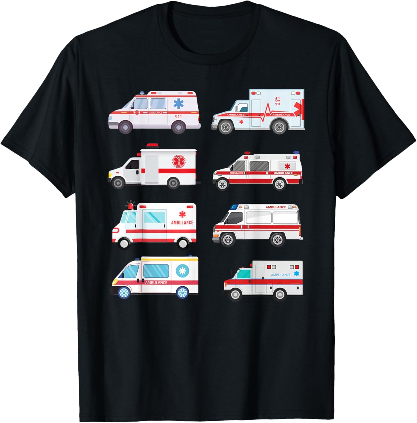 Ambulance Truck Birthday EMT for Boys Girls Toddlers T-Shirt - T-Shirt | Black