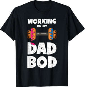 Working on my Dad Bod Donut Funny Workout Fathers Day T-Shirt - T-Shirt | Black