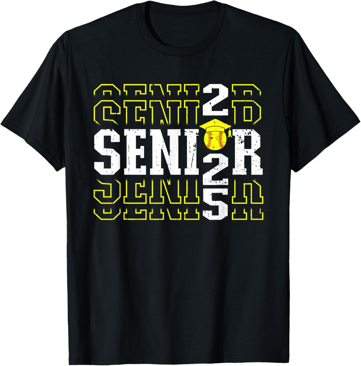 Senior 2025 Softball Class of 2025 Graduation T-Shirt - T-Shirt | Black