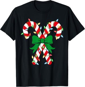 Candy Cane Crew Christmas Lights Family Matching Pajamas T-Shirt - T-Shirt | Black