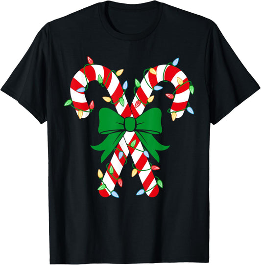 Candy Cane Crew Christmas Lights Family Matching Pajamas T-Shirt - T-Shirt | Black