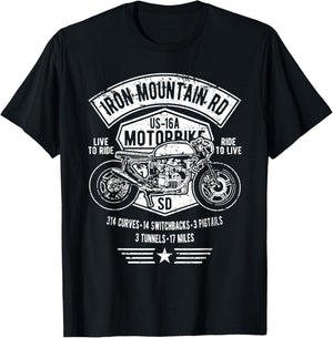 Iron Mountain Road US-16A South Dakota Motorcycle Design T-Shirt - T-Shirt | Black