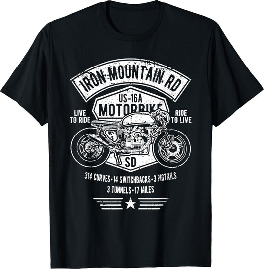 Iron Mountain Road US-16A South Dakota Motorcycle Design T-Shirt - T-Shirt | Black
