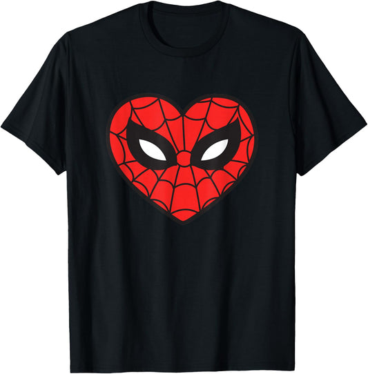 Marvel Spider-Man Sixties Heart Mask Logo T-Shirt - T-Shirt | Black