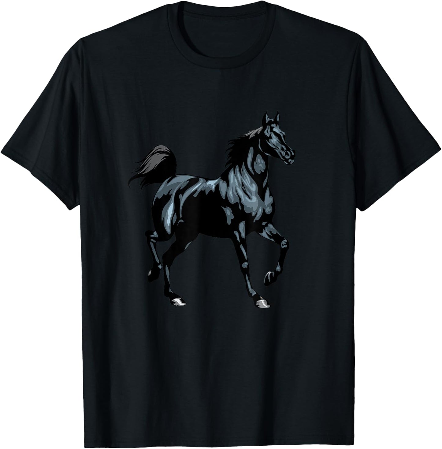 Realistic Black Arabian Horse Arabian Horse Funny T-Shirt - T-Shirt | Black